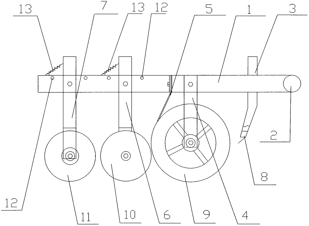 Spaced sowing compacting and earthing device