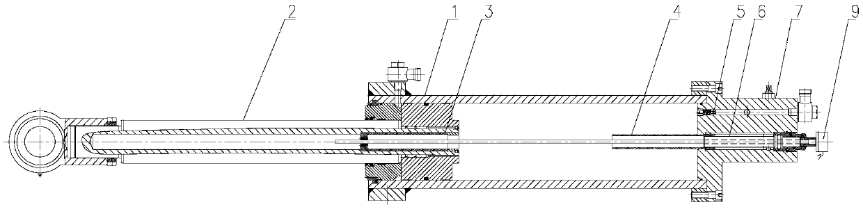 Buffering closing hydraulic cylinder