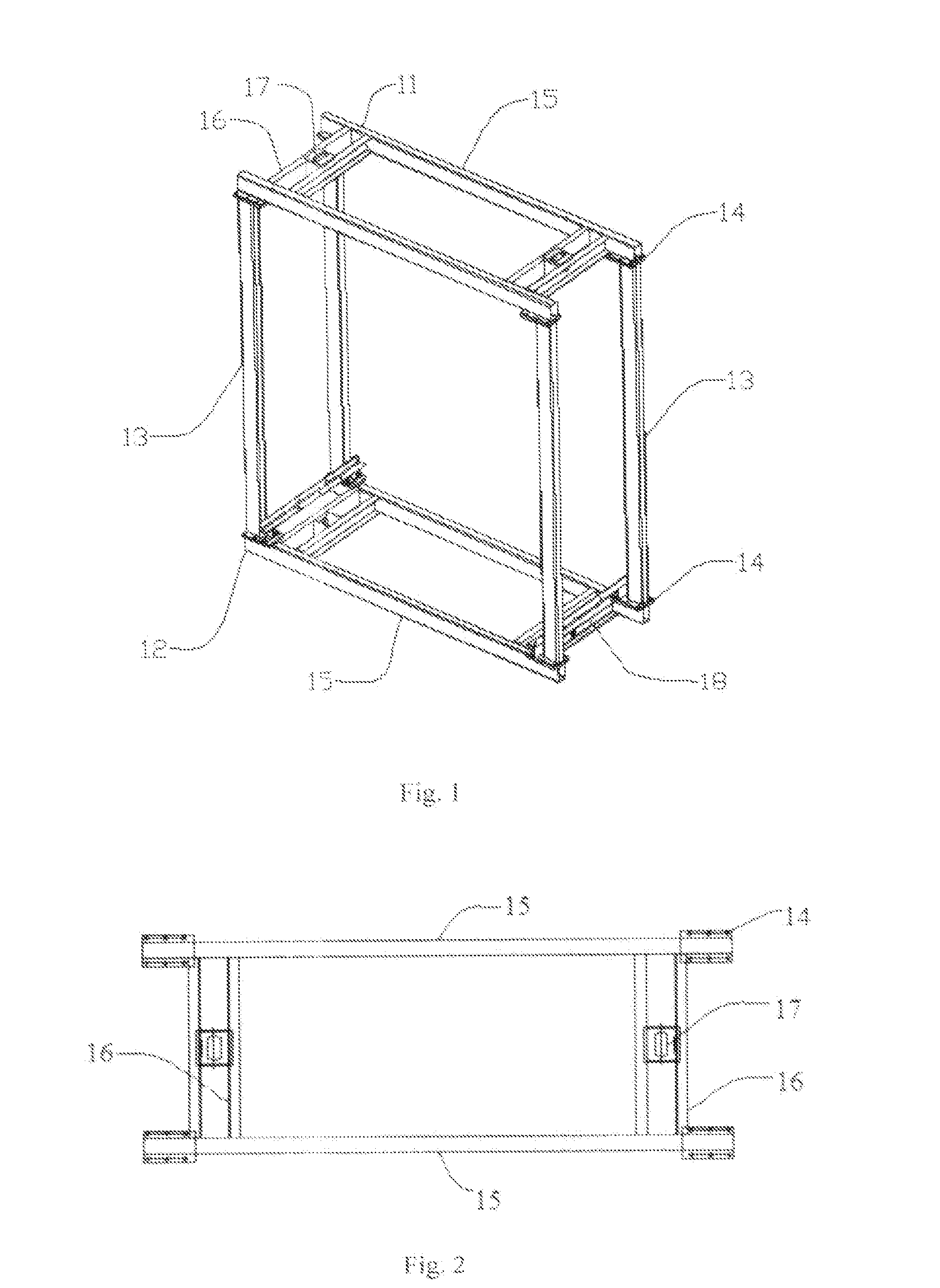 Container-transporting frame and method of installing a container in a frame