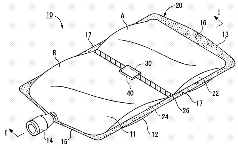 Multi-chambered container for medical use, drug mixture identification method using same and drug-filled multi-chambered container for medical use