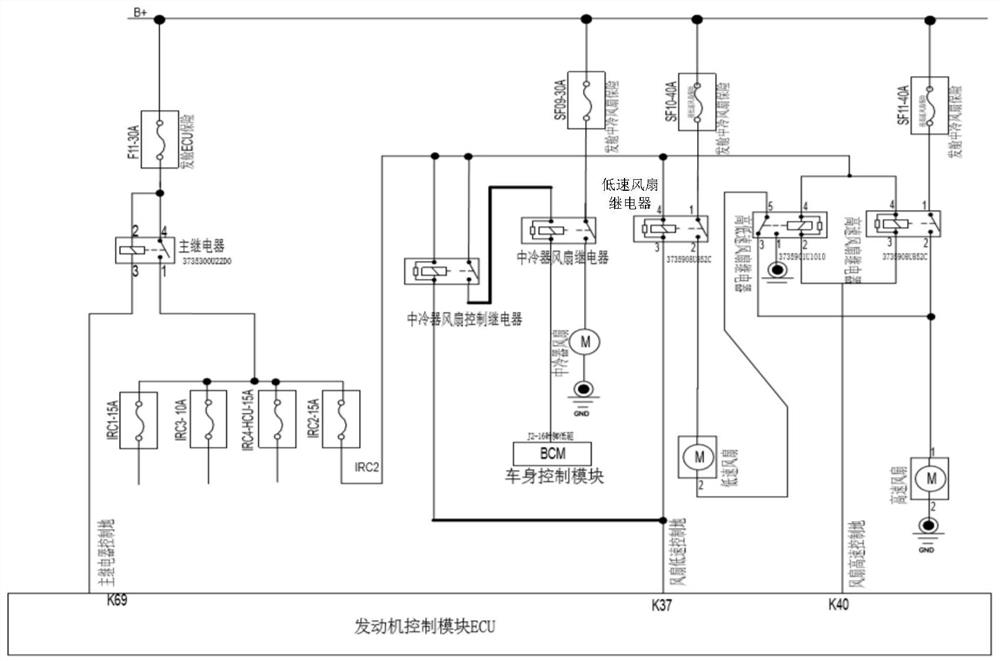 Automobile intercooling fan control circuit