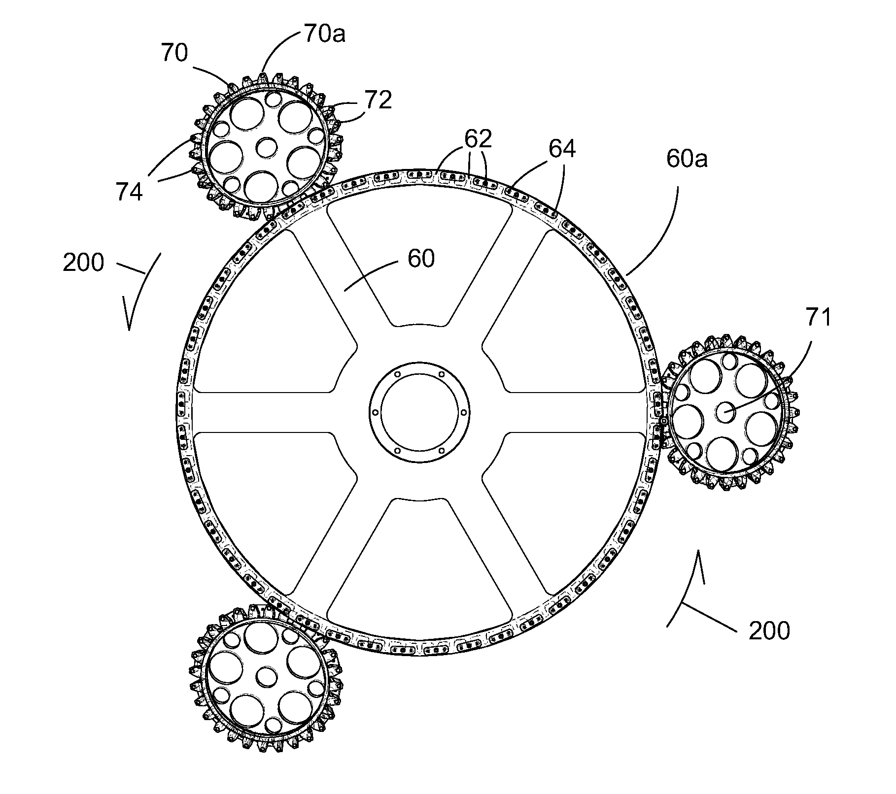 Non-contact magnetic drive assembly with mechanical stop elements