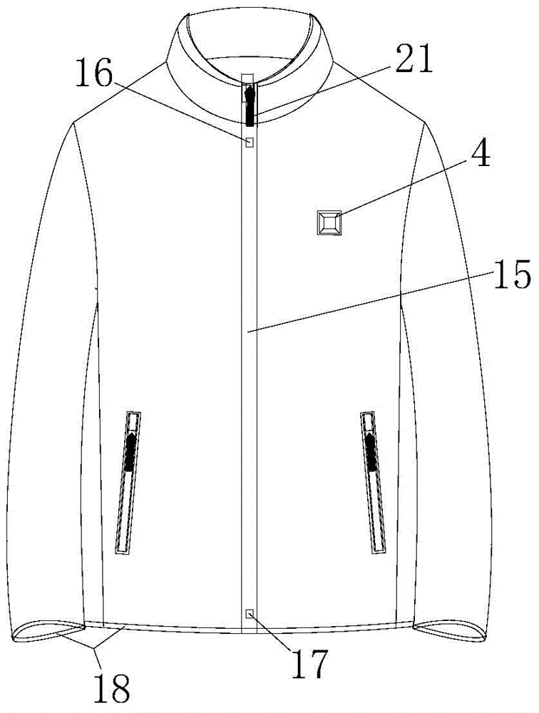 Clothes with heating temperature-adjusting function
