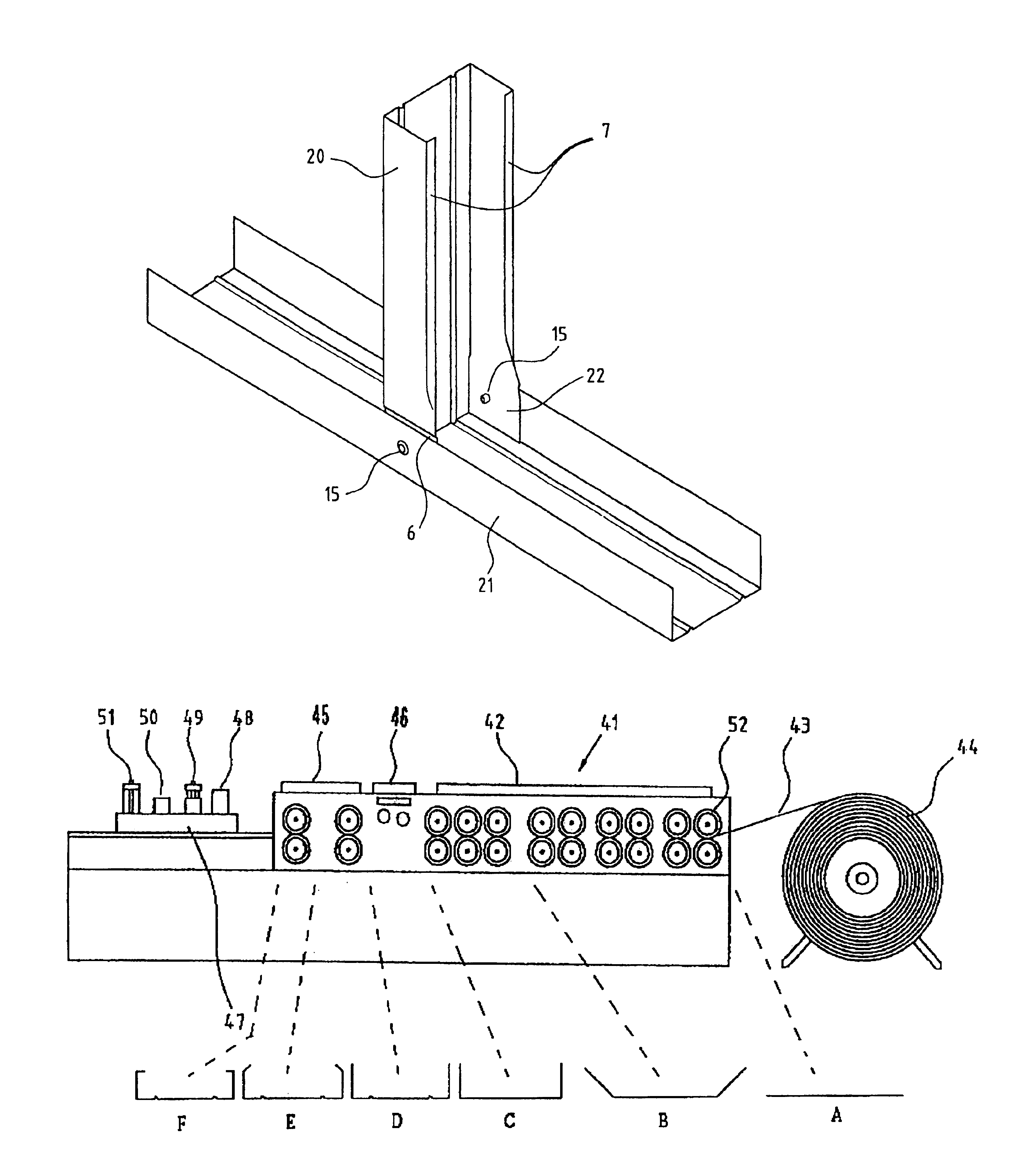 Method of making a frame member into U-section and C-section panel profiles