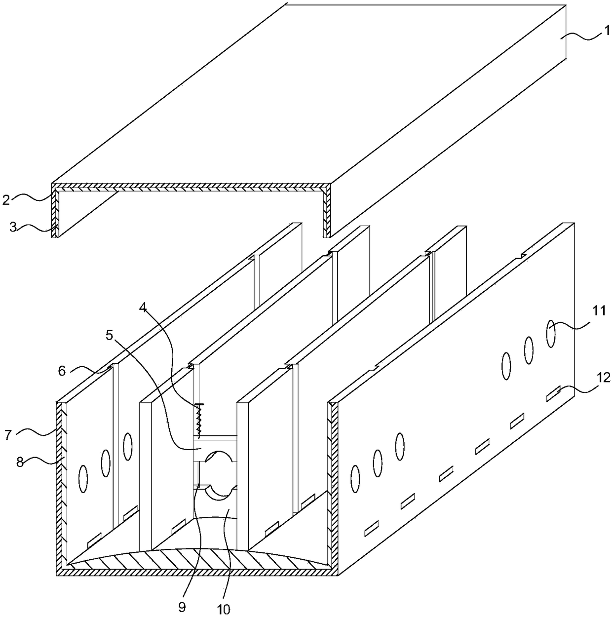 Crane span structure with multiple slots