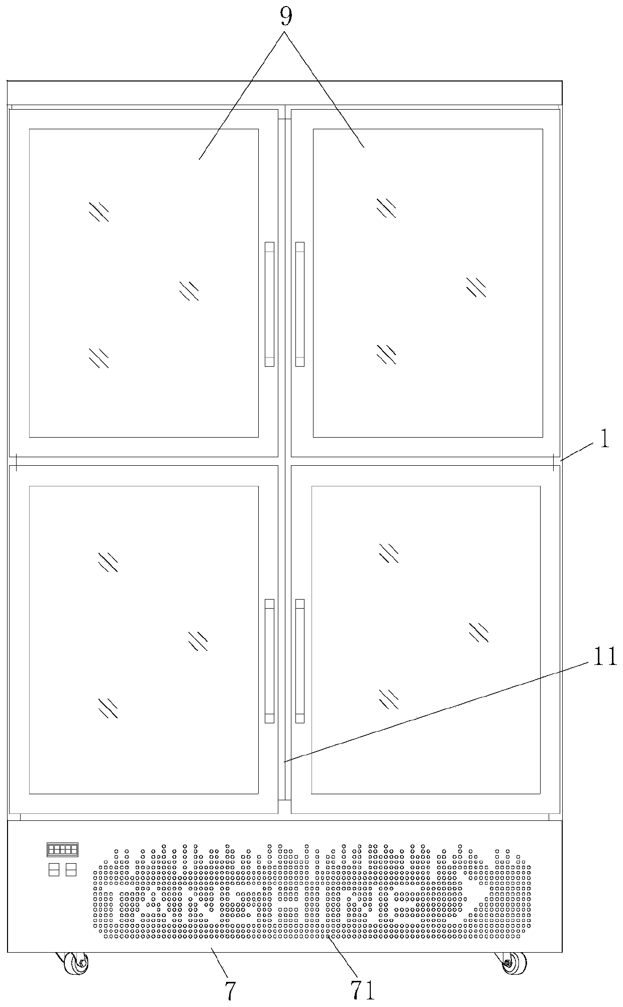 Vertical glass door energy saving low temperature cabinet