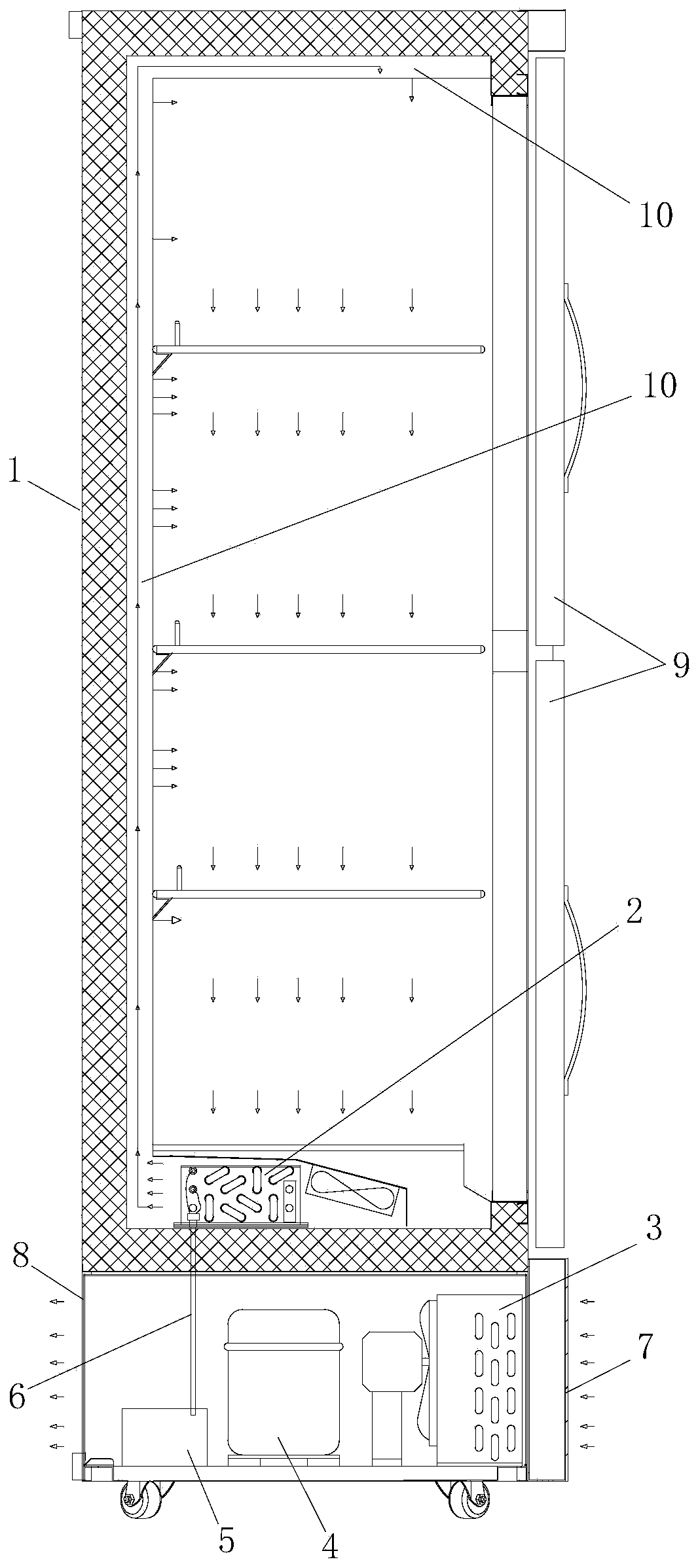 Vertical glass door energy saving low temperature cabinet