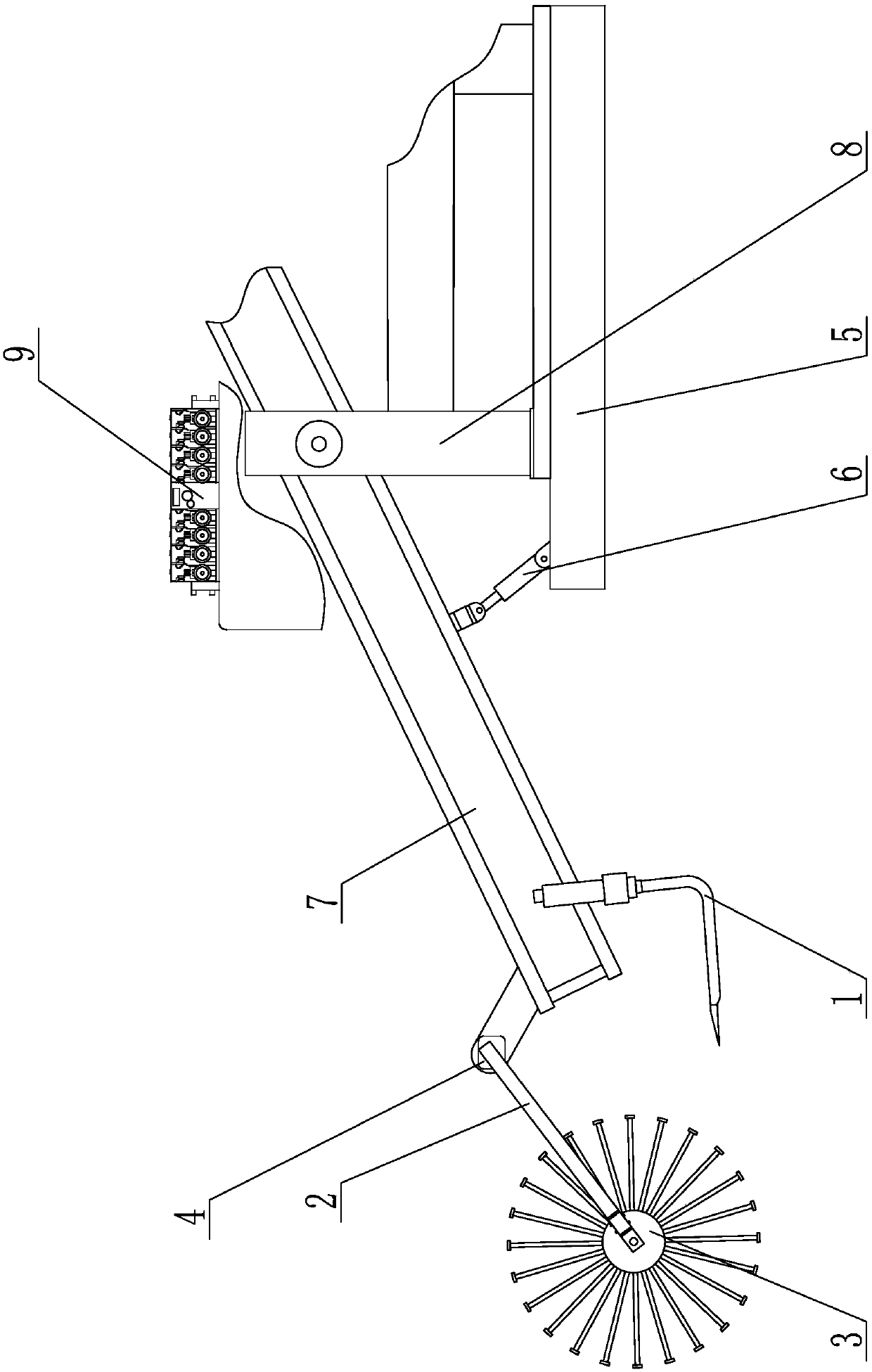 Ground-contour-following device for peanut harvester
