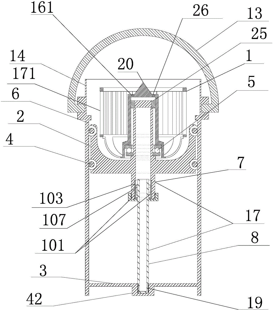 Rotary mop jet-flow cleaning and drying device with magnetic buckle connection and self-locking lifting cylinder
