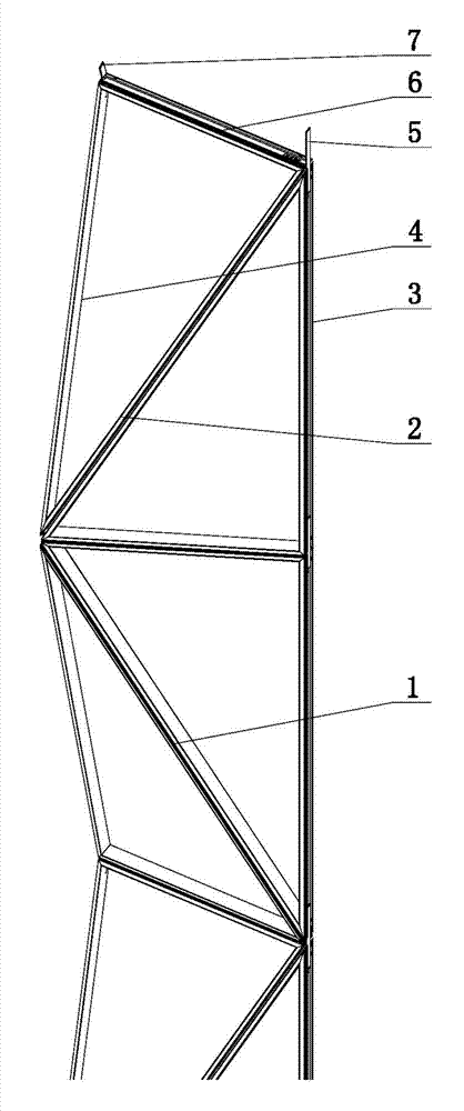 Non-coplanar inclined unit curtain wall system