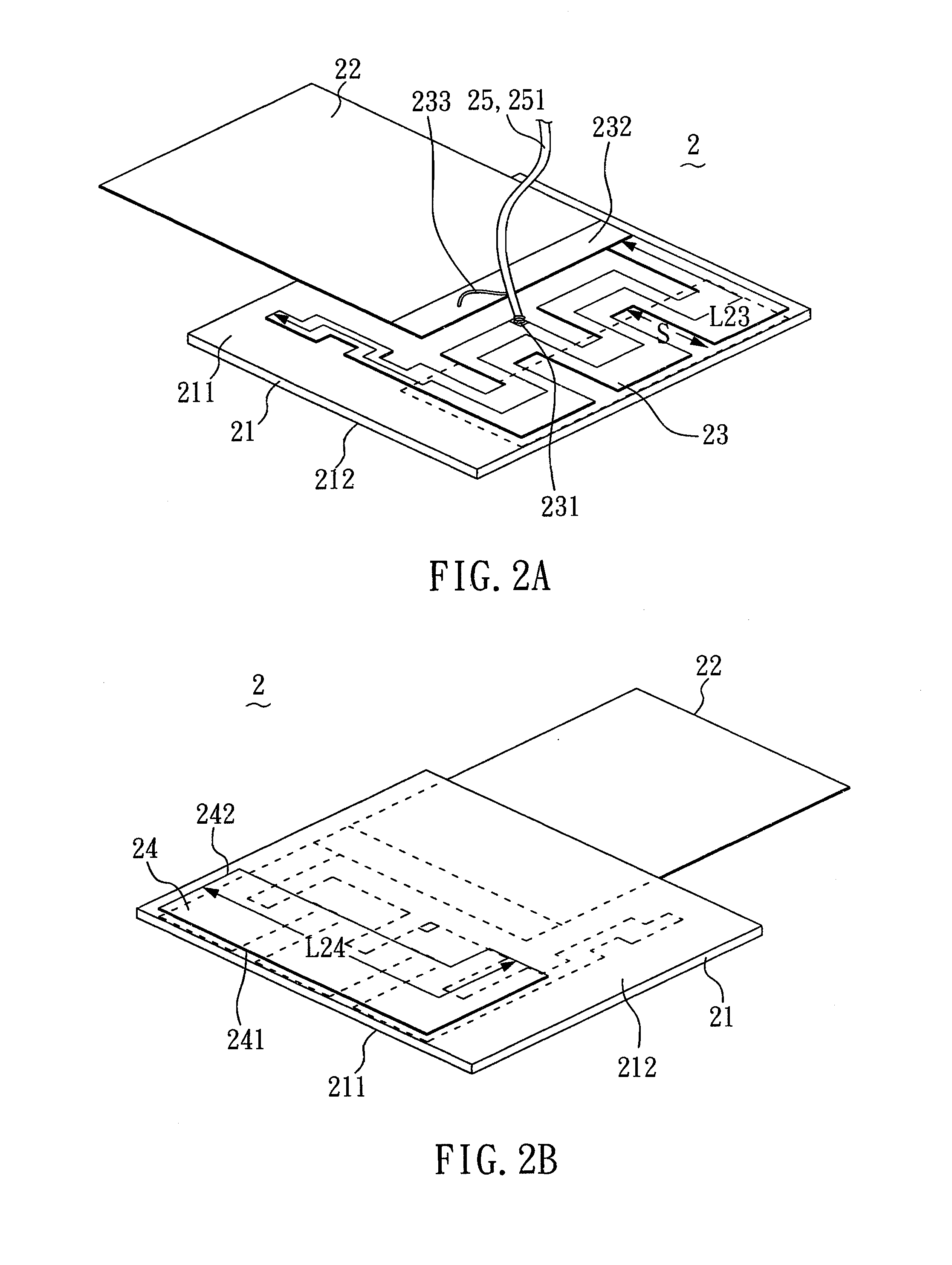Three-band antenna device with resonance generation and portable electronic device having the same