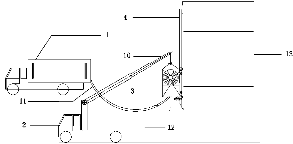 Mobile high-rise building firefighting water feeding system