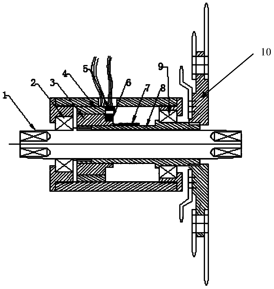 Middle axle moment sensing system of electric bicycle with built-in motor