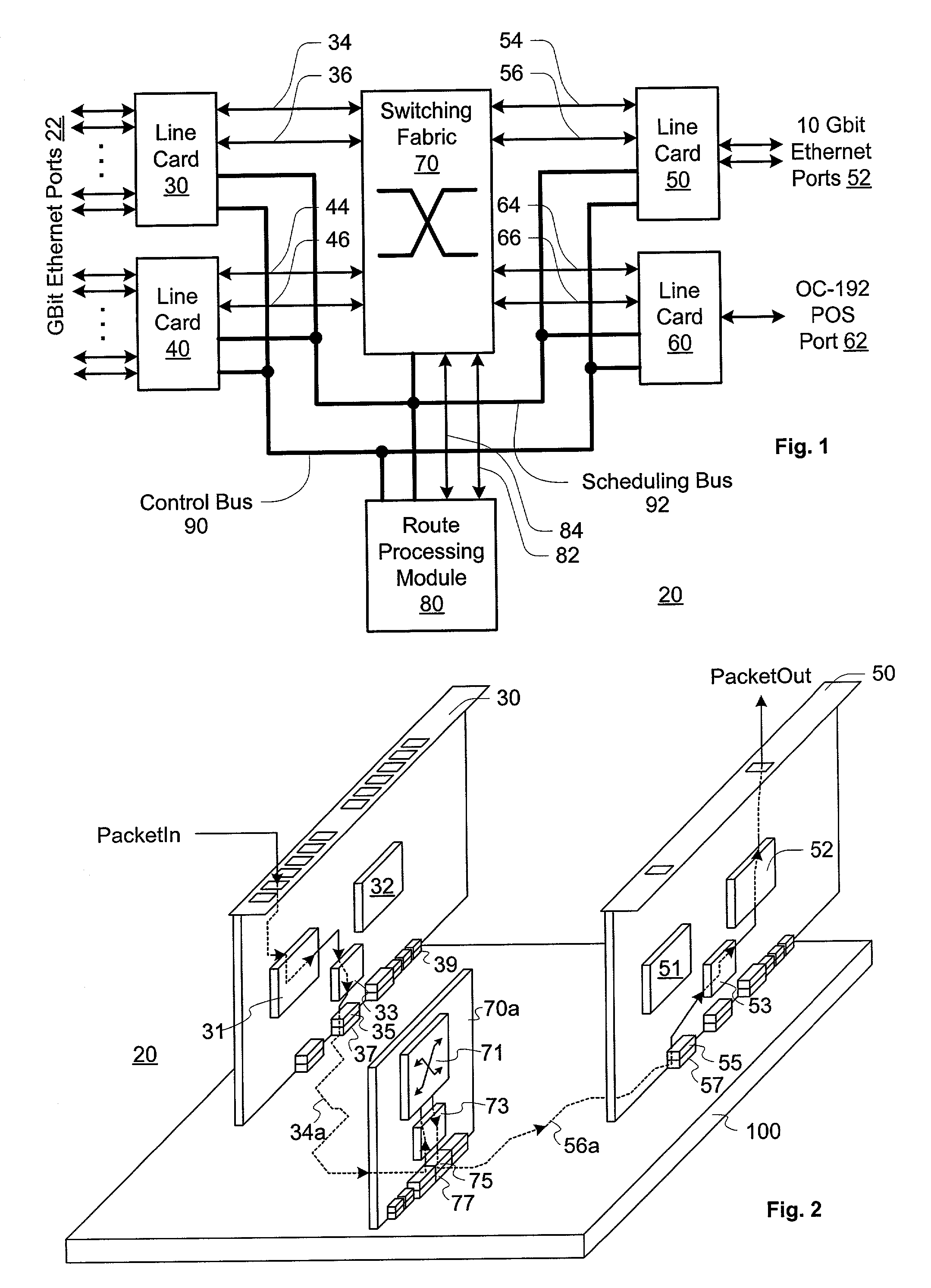 High-speed router with single backplane distributing both power and signaling