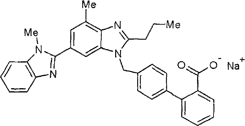 Pharmaceutical composition comprising telmisartan salt and calcium ion antagonist