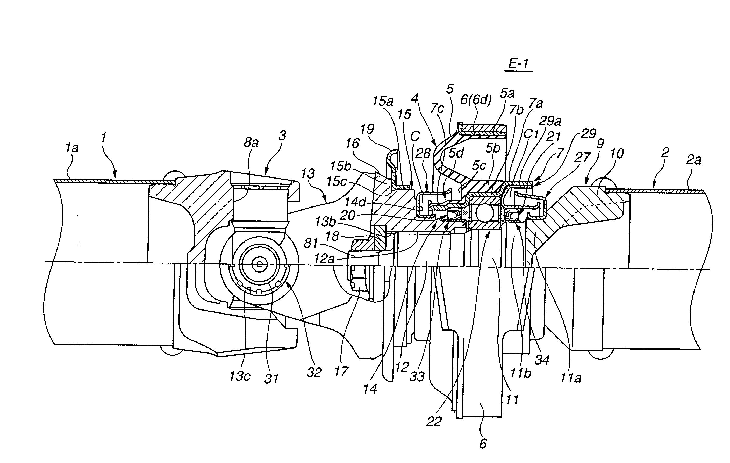 Support device for supporting propeller shaft and propeller shaft itself