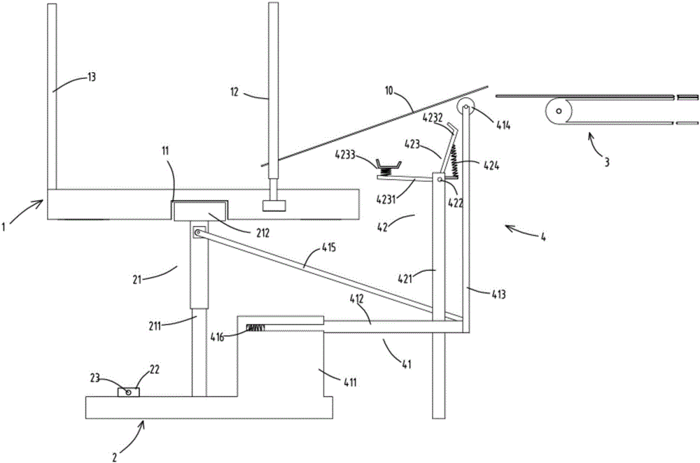 Paperboard conveying device with overturning function