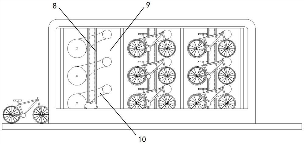 Magnetic type shared bicycle storing and taking device