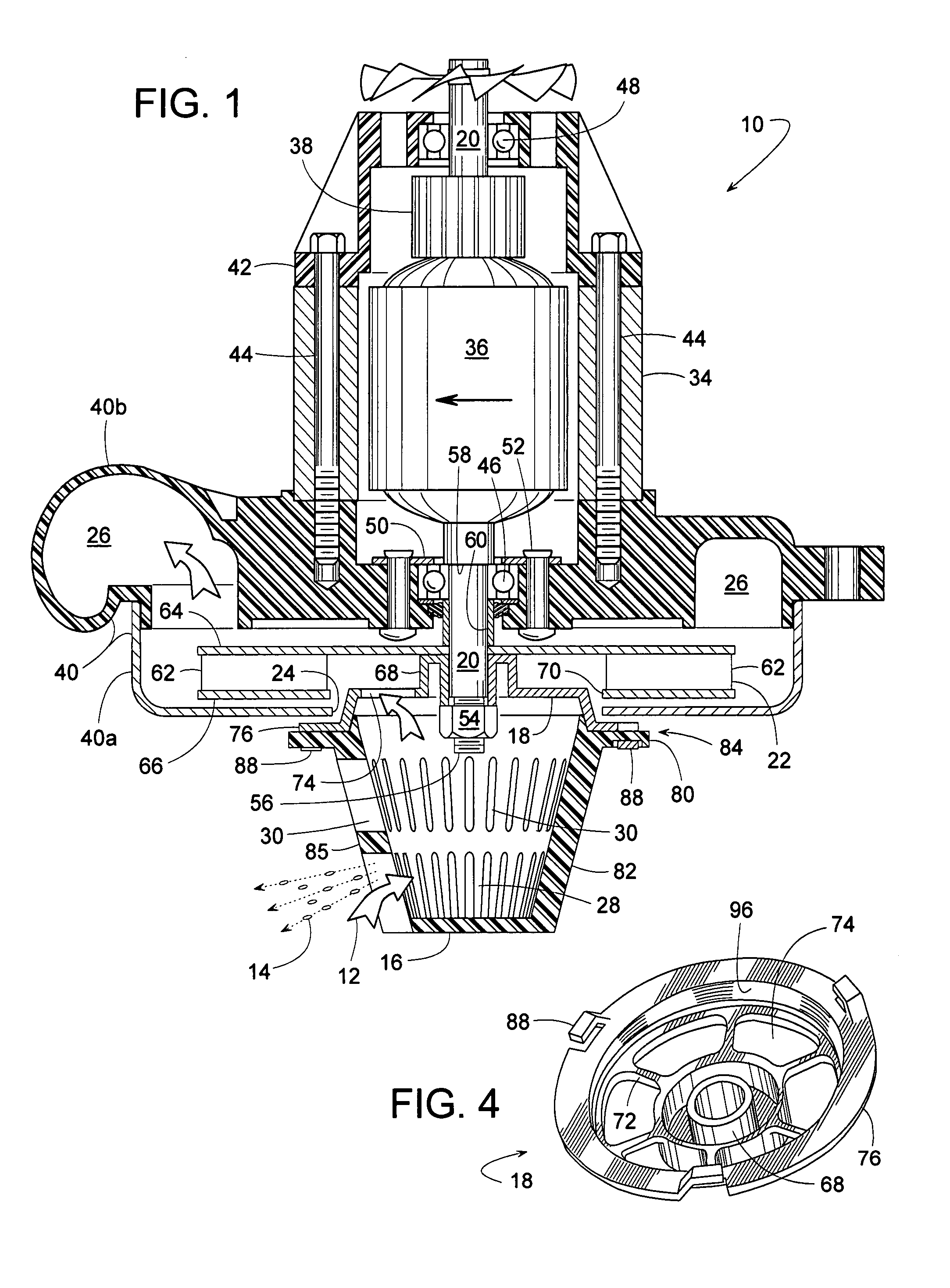 Removable gas/liquid separator for a motor