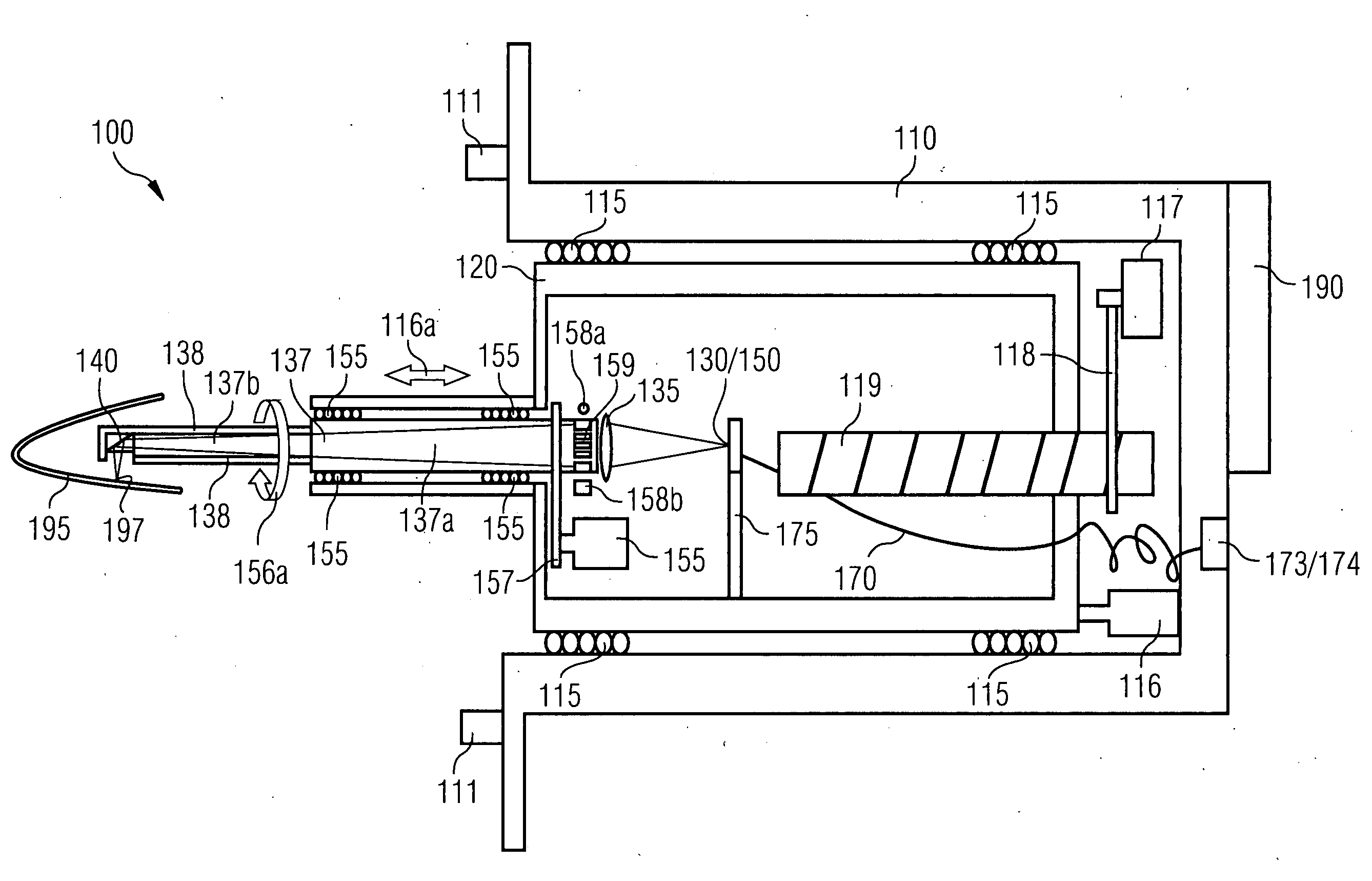 Optical measuring device for measuring a cavity