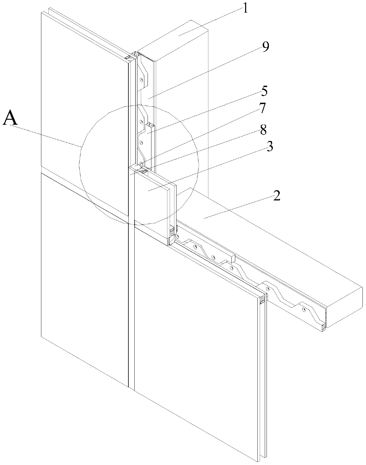 A curtain wall glass peripheral structure
