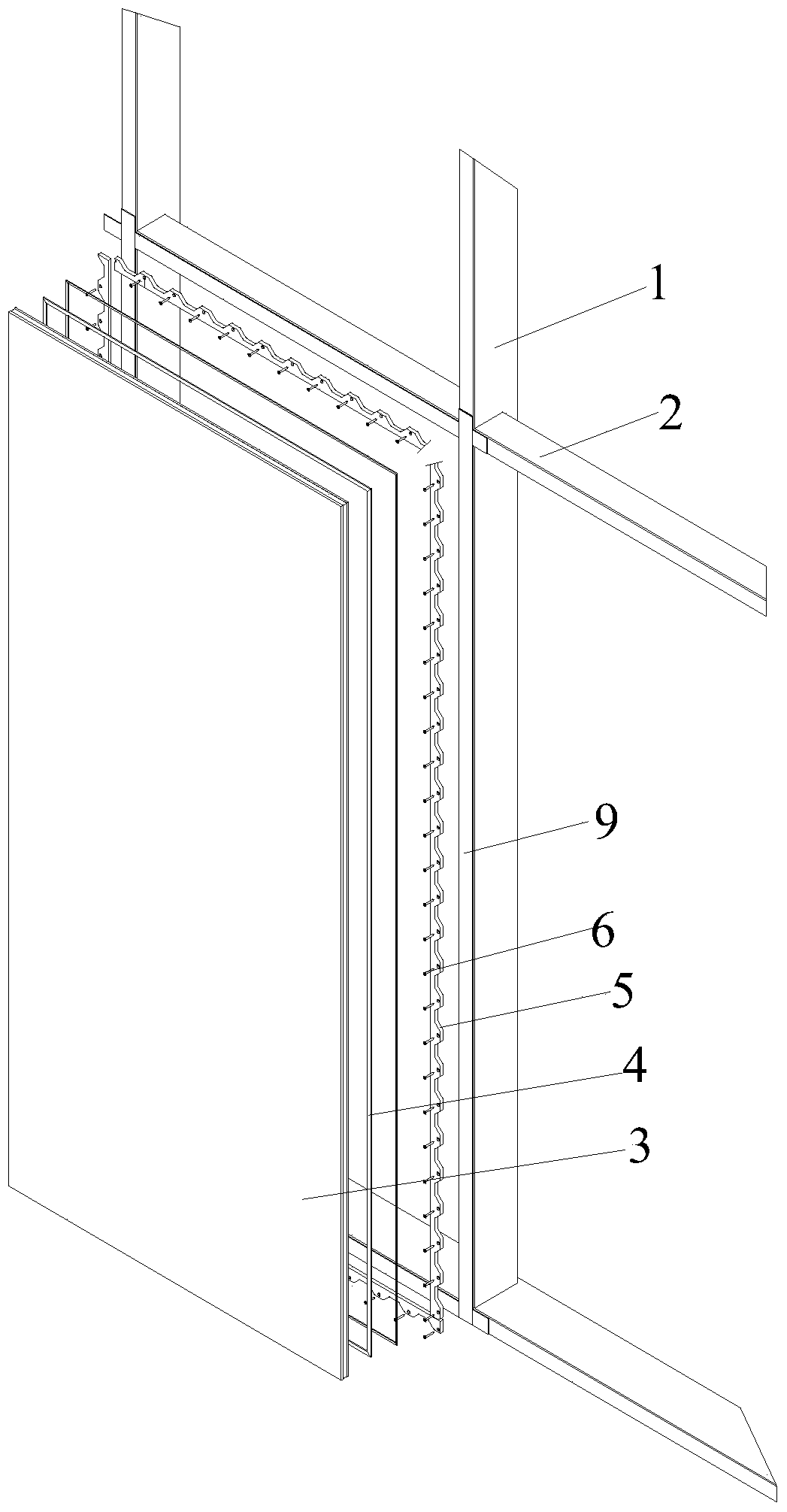 A curtain wall glass peripheral structure
