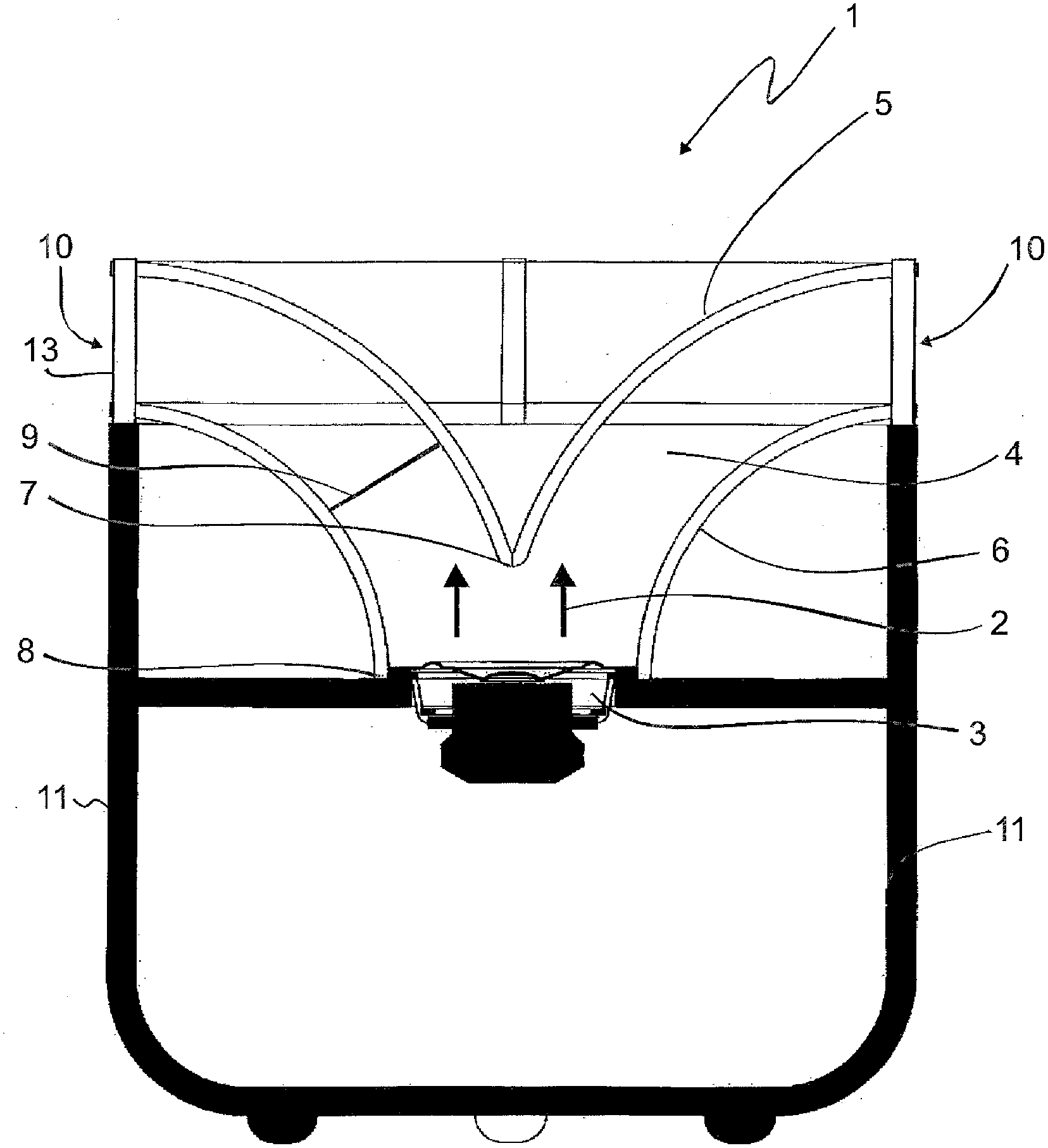 Loudspeaker apparatus with circumferential, funnel-like sound outlet opening