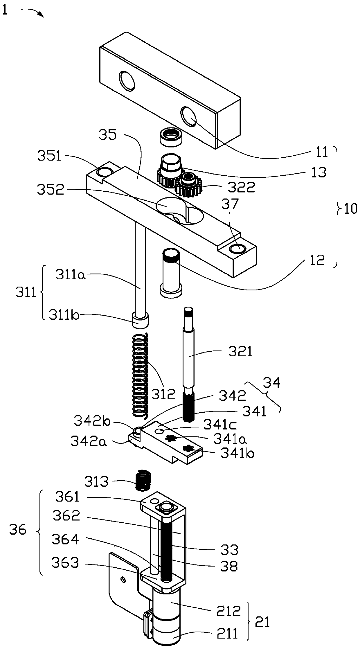 Lens lifting and rotating device and mobile terminal