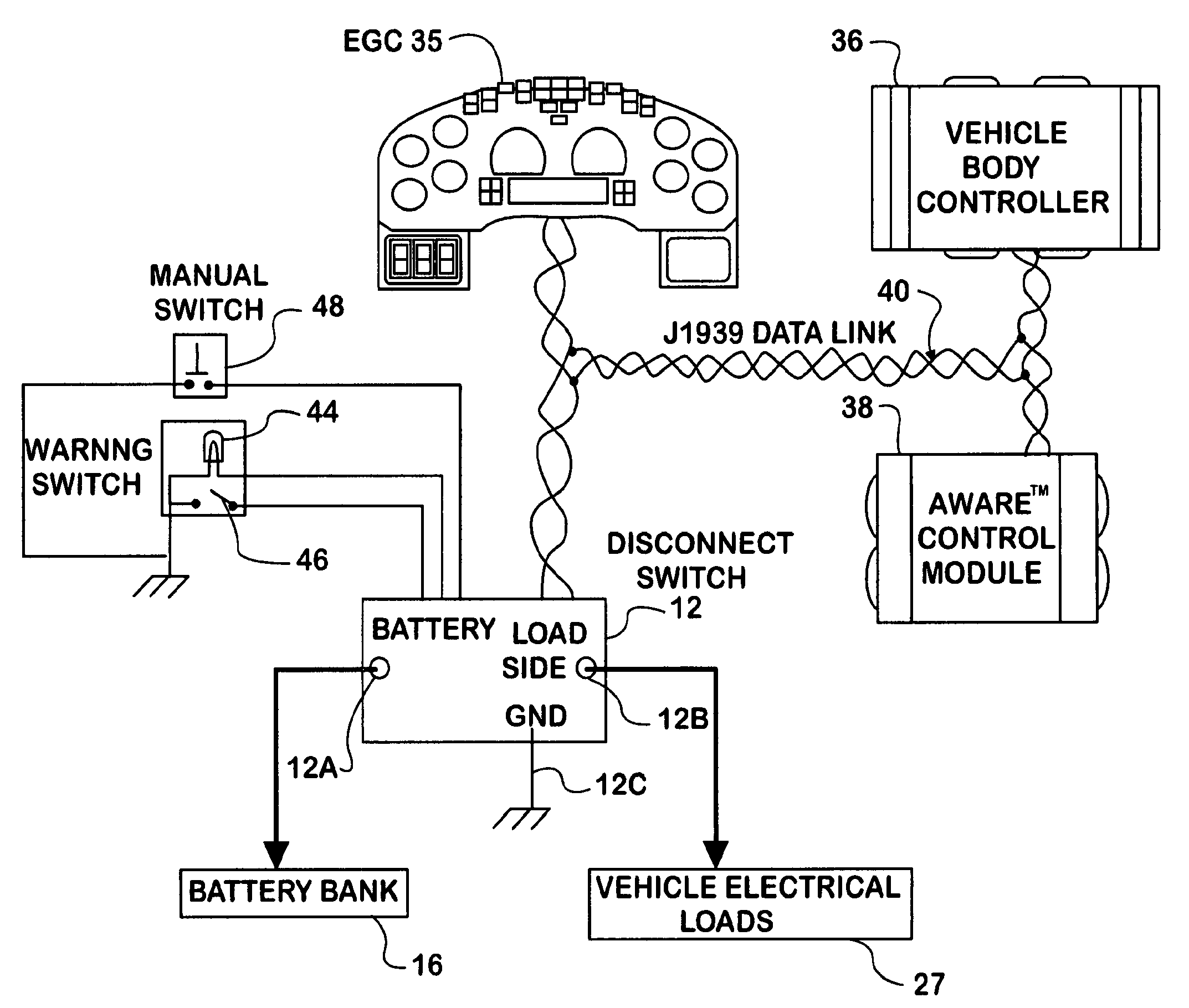 Motor vehicle battery disconnect circuit having electronic disconnects