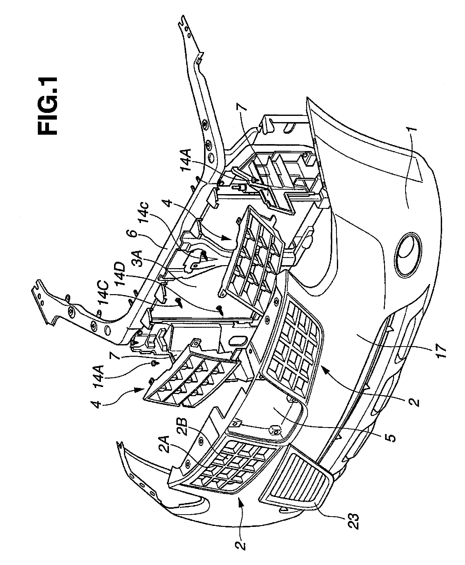 Grid member and vehicle front structure with the grid member