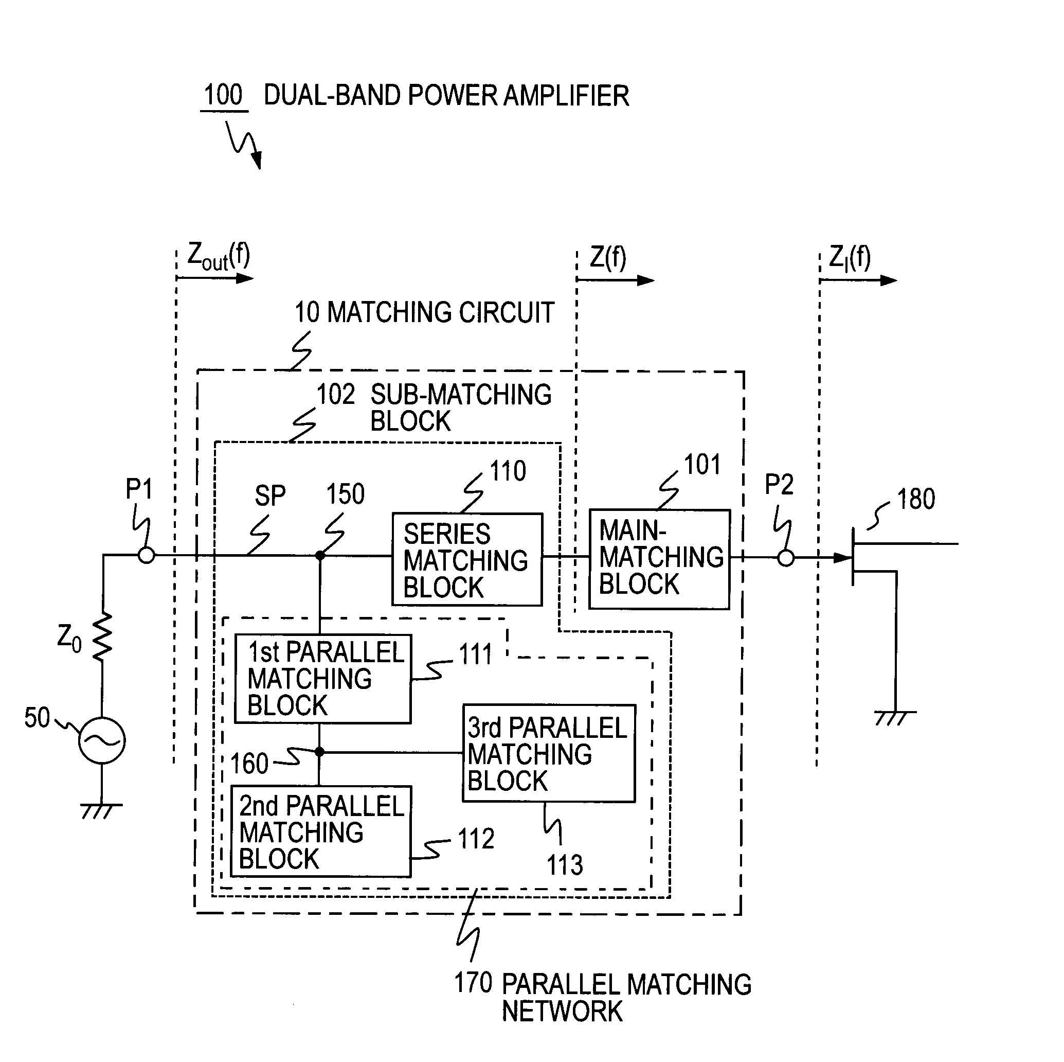 Matching circuit and dual-band power amplifier