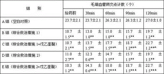 Application of penehyclidine hydrochloride in the treatment of infectious toxic shock with microcirculation disturbance after comprehensive treatment measures such as blood volume supplementation