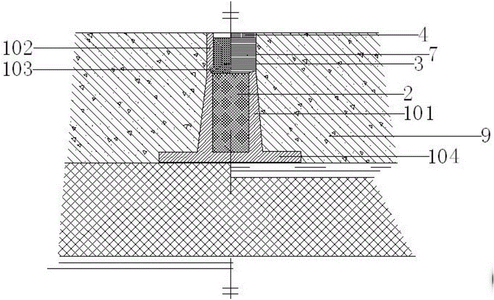 Waterproof structure of fine stone concrete dividing joint