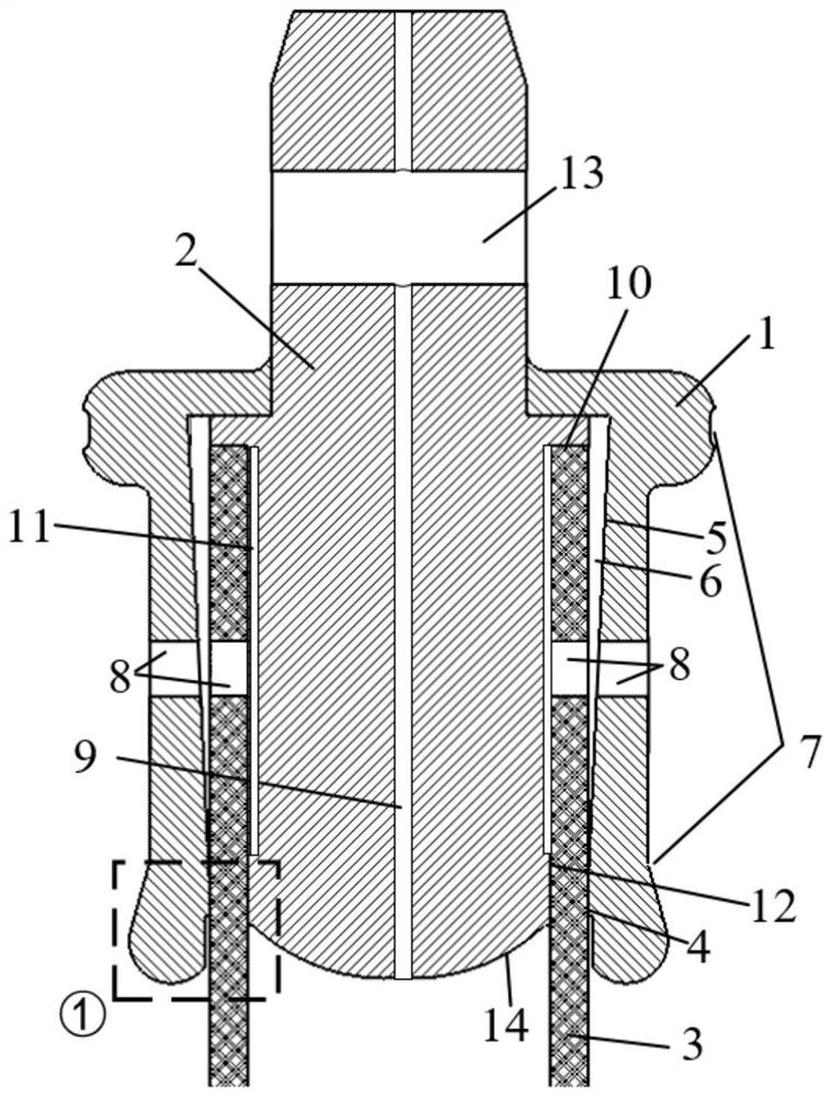 End part metal piece structure for transmission insulating rod of gas insulated switchgear and manufacturing method of end part metal piece structure