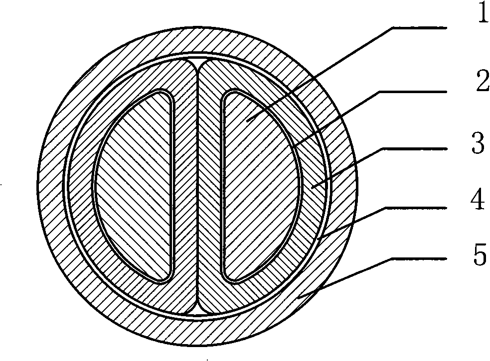 Copper coated aluminum dual-core flame-retardant flexible electric cable and manufacturing method thereof