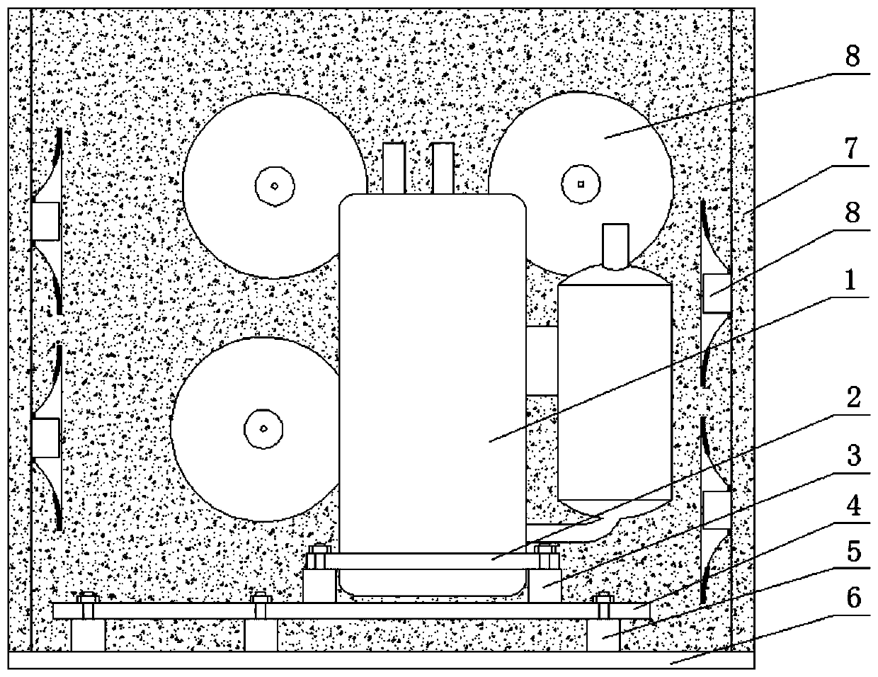 Vibration and noise reduction device for air energy heat pump