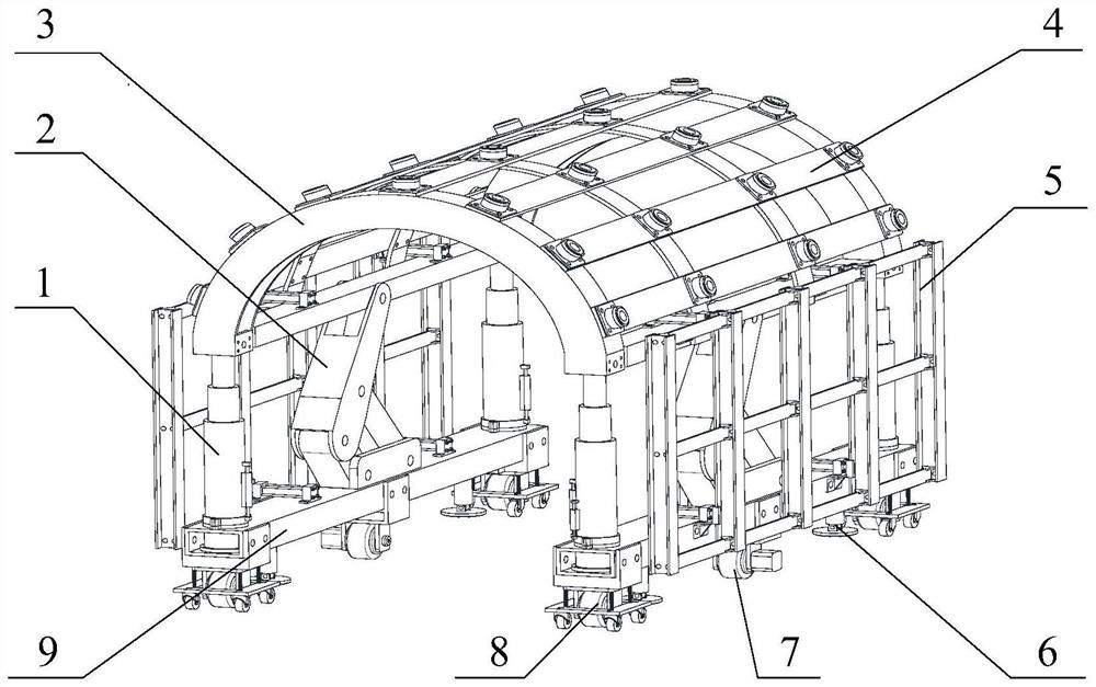 A multi-directional self-moving arch anti-shock advance hydraulic support