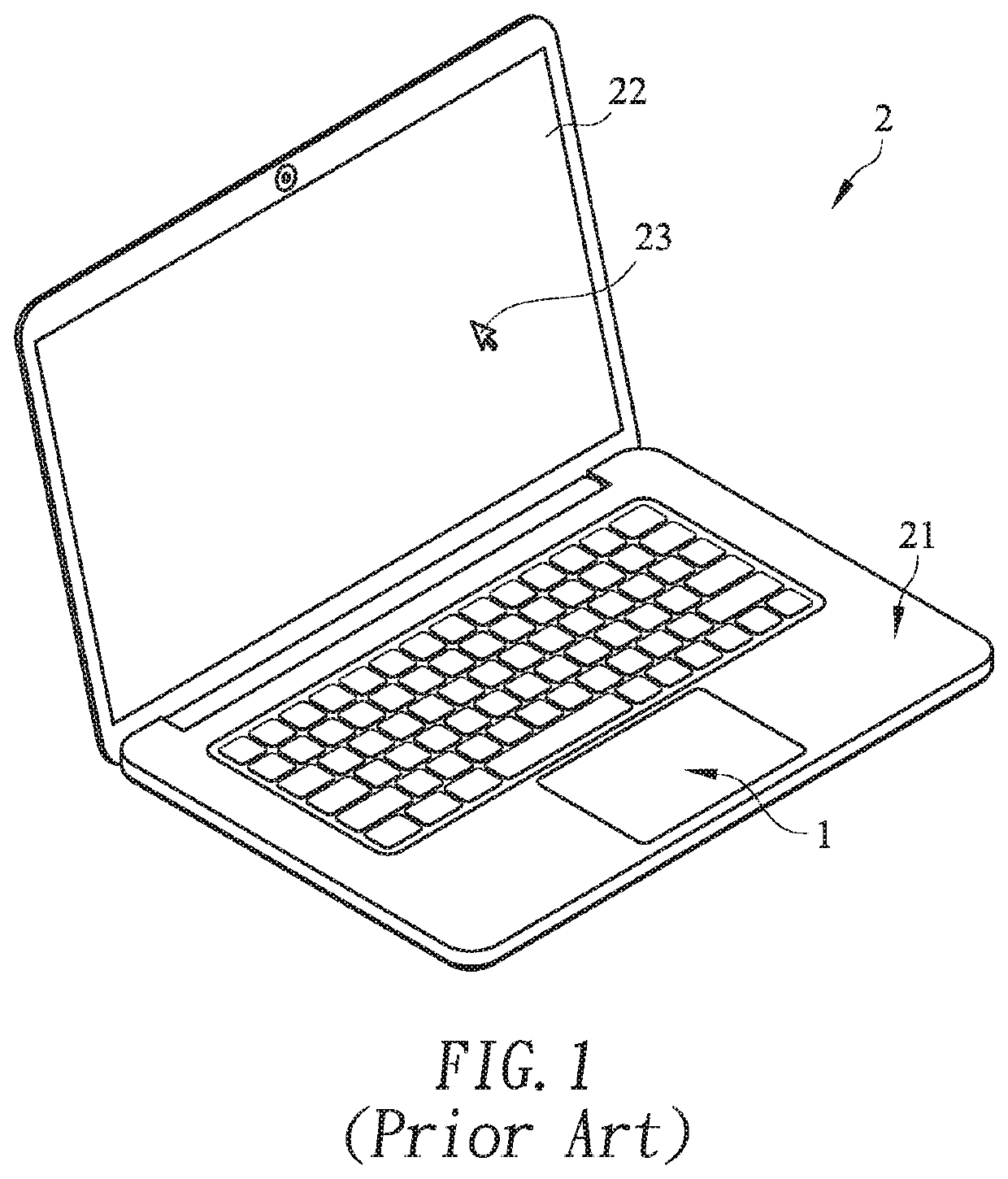 Input touchpad module and computing device having a touch member with improved swinging stability