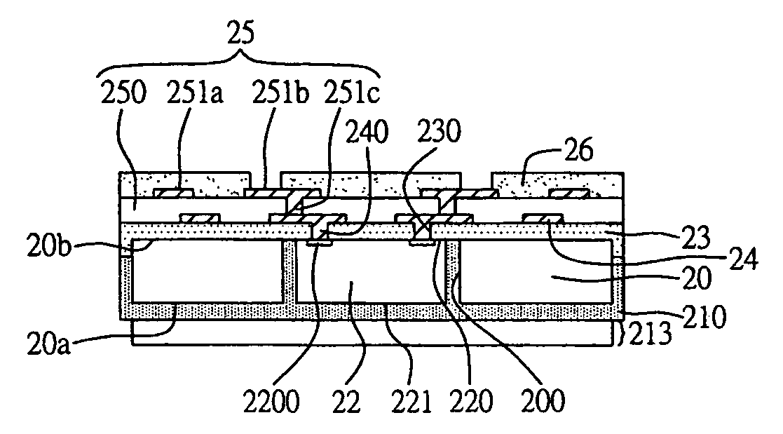 Structure with semiconductor chips embeded therein