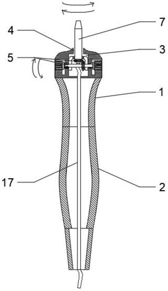 Nozzle-angle-adjustable handle assembly based on table type oral irrigator
