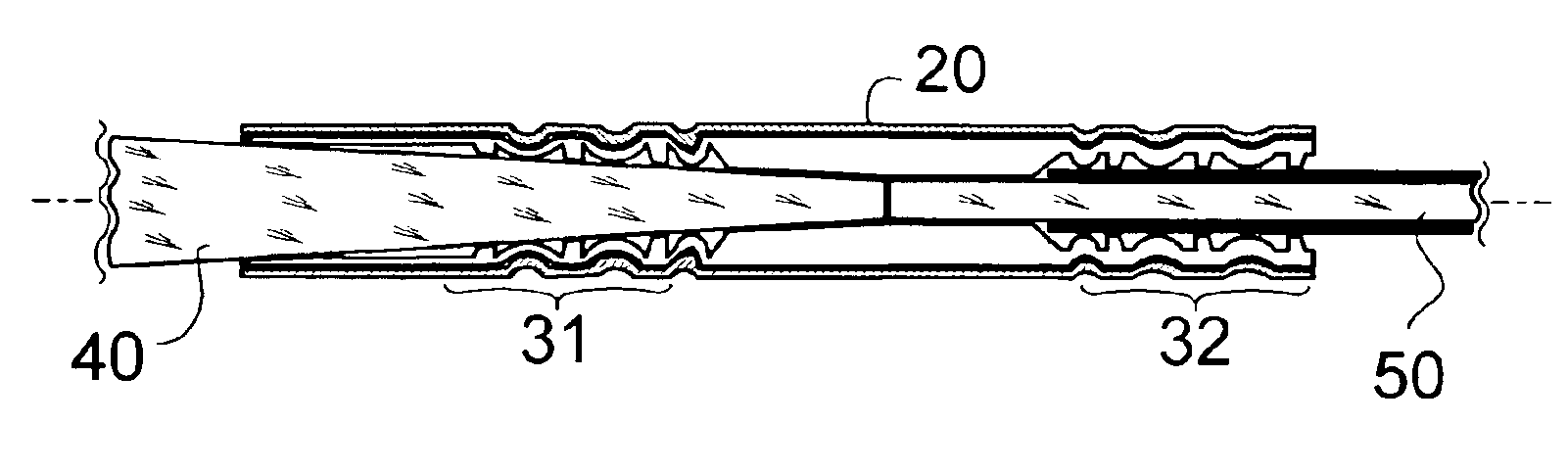 Coupling a tapered optical element to an optical fiber