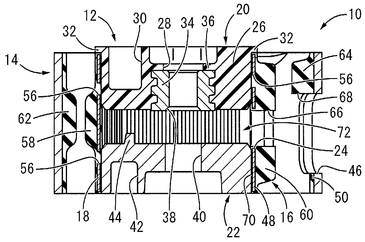 Tubular vibration-damping device used for vibration-damping connecting rod, vibration-damping connecting rod using the same, and method of manufacturing vibration-damping connecting rod