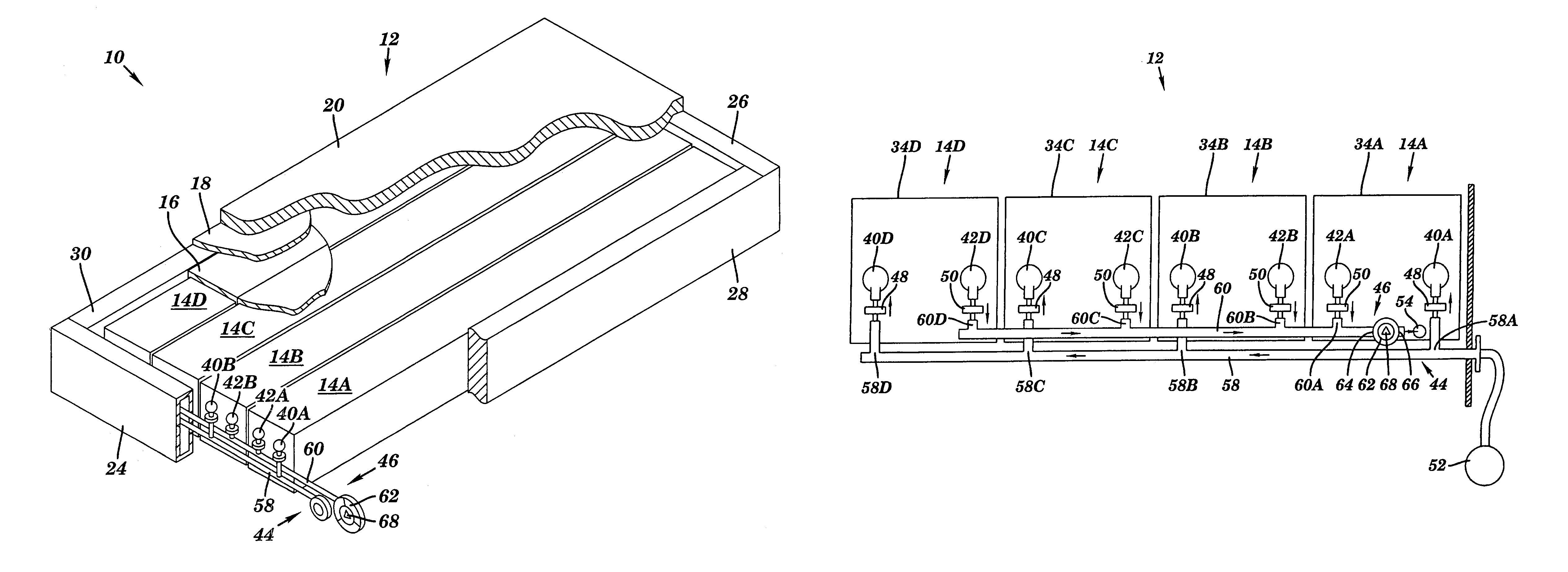 Inflatable cushioning device with manifold system