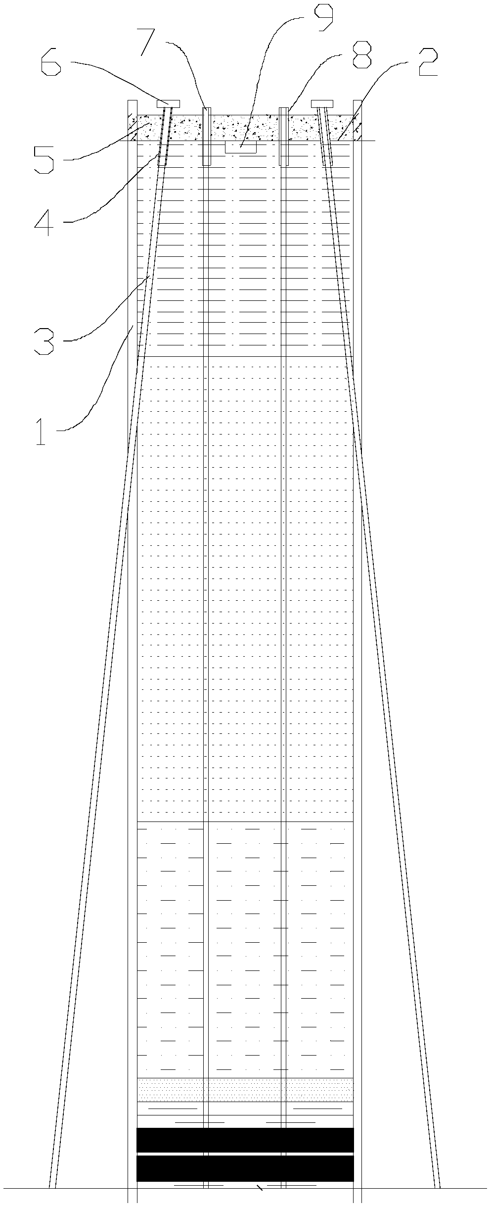 Grouting and water blocking method for large inclined angle vertical fracture formation