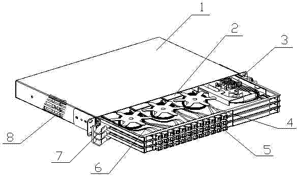 Fiber storing type optical fiber distribution box used for 19-inch cabinet