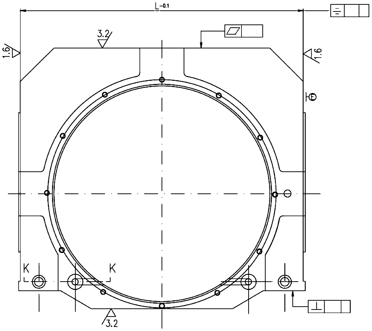 Rolling mill bearing base and manufacturing method thereof