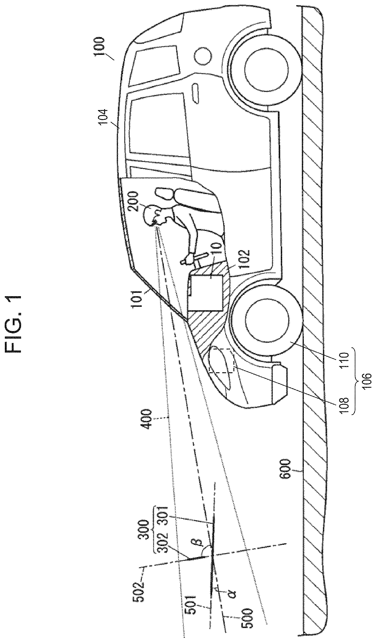 Display device, method for controlling display device, program, recording medium, and moving body equipped with display device