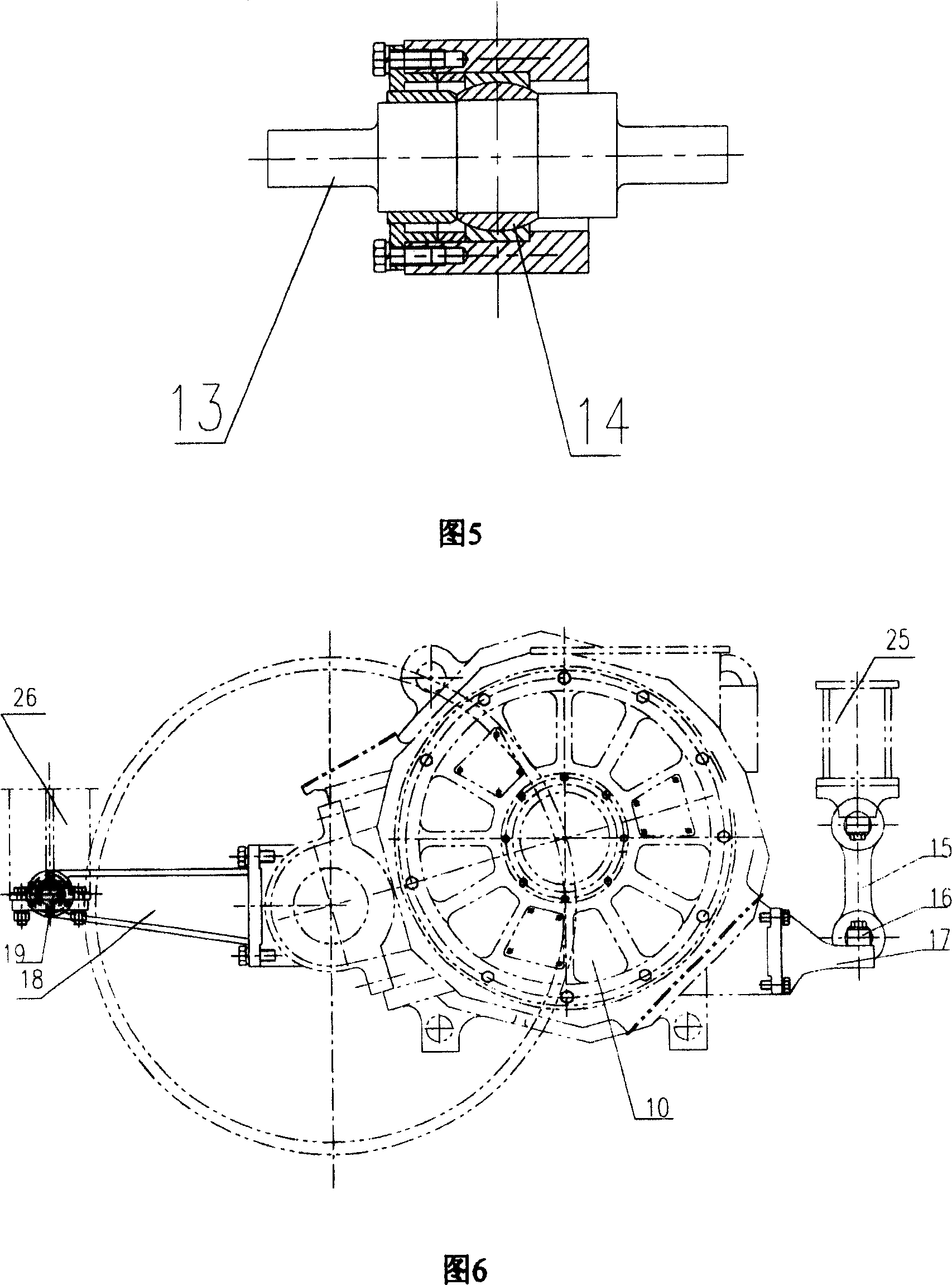 Tractive motor hanging method and bogie for three-axial locomotive