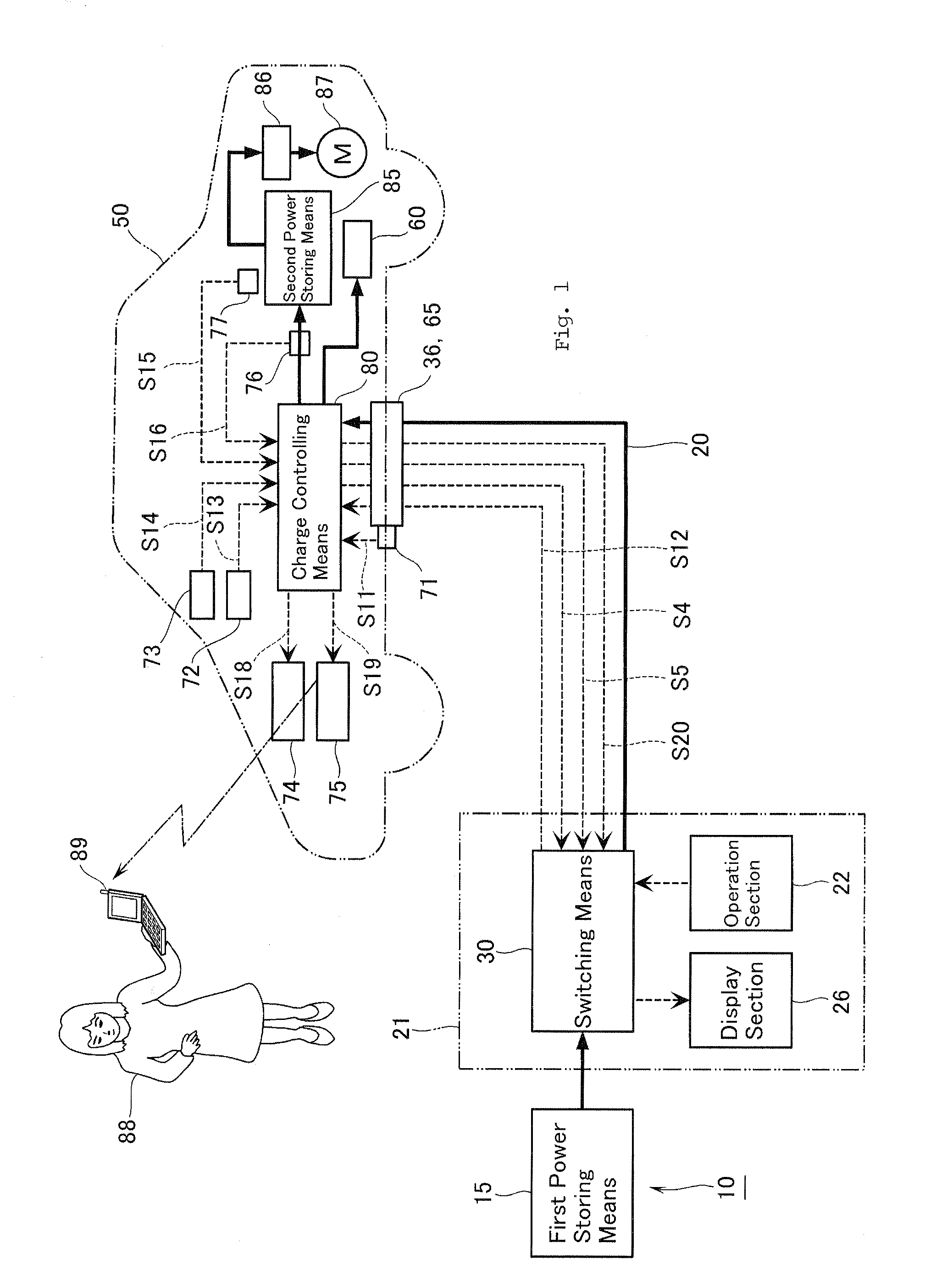 Motor-driven travelling body and high-speed charge method for motor-driven travelling body