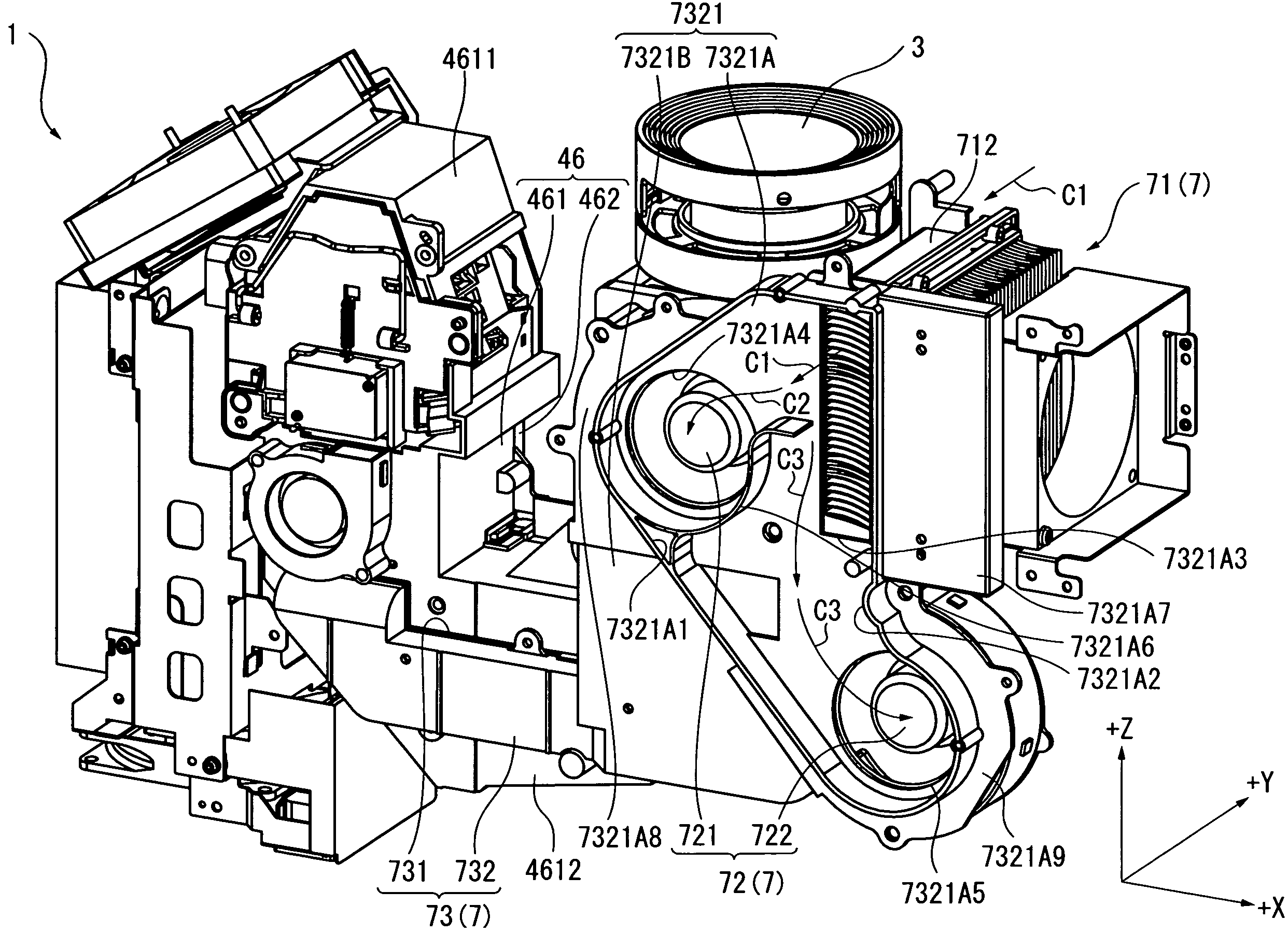 Cooling device and projector